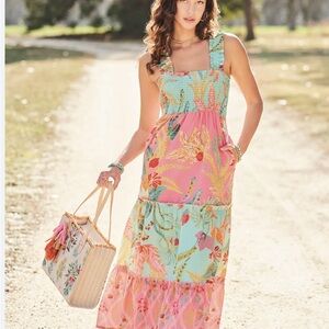 Avalon smocked Queenie Floral Maxi Dress with Ruffle Straps